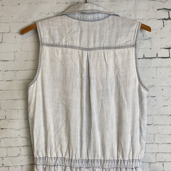 Cloth and Stone Chambray Utility Romper XS Sleeveless Tie Waist vacation coastal - Picture 13 of 16